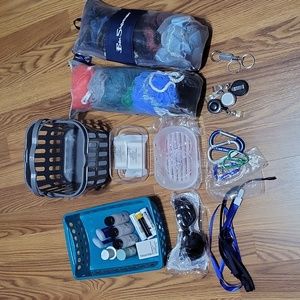 Mens Large accessory lot bath sponges NWT glasses soap dish basket travel 20+ pc